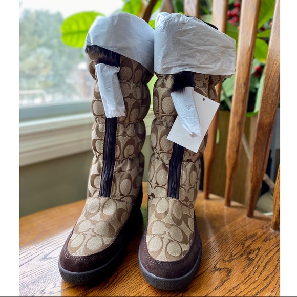 $228 NEW! COACH RABBIT FUR Signature THEONA Winter Snow Boot 6 - Picture 5 of 12